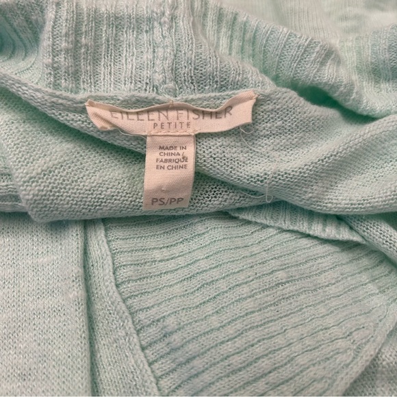 EIlEEN FISHER Seafoam Green Organic Linen Lightweight Open Cardigan Sweater - Picture 5 of 8